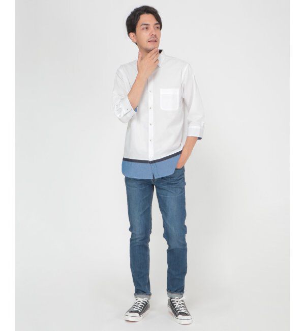 ikka「7分オックス裾切り替えシャツ」|シャツ・ブラウス|