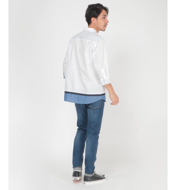 ikka「7分オックス裾切り替えシャツ」|シャツ・ブラウス|