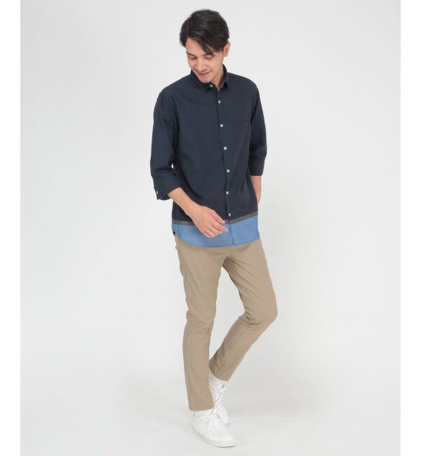 ikka「7分オックス裾切り替えシャツ」|シャツ・ブラウス|