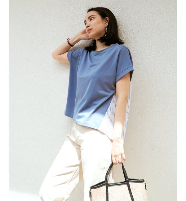 ikka「異素材切り替え裾ラウンドプルオーバー」|その他|