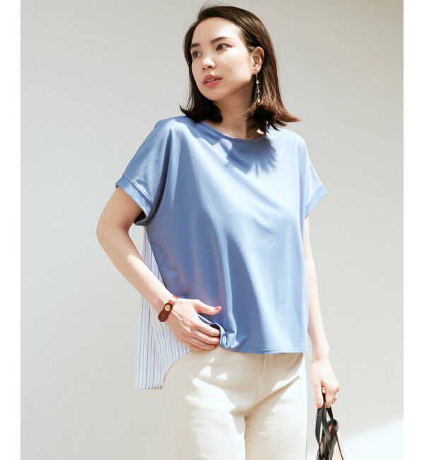 ikka「異素材切り替え裾ラウンドプルオーバー」|その他|