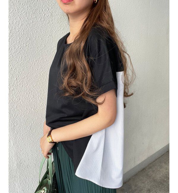 ikka「異素材切り替え裾ラウンドプルオーバー」|その他|