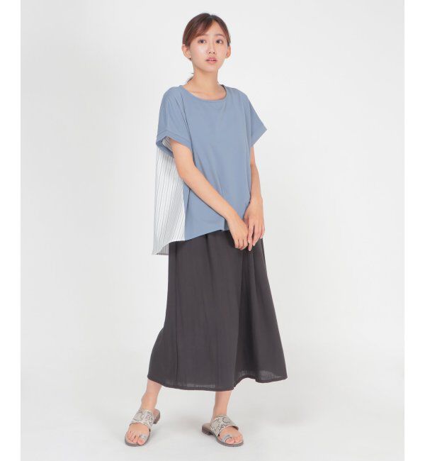 ikka「異素材切り替え裾ラウンドプルオーバー」|その他|