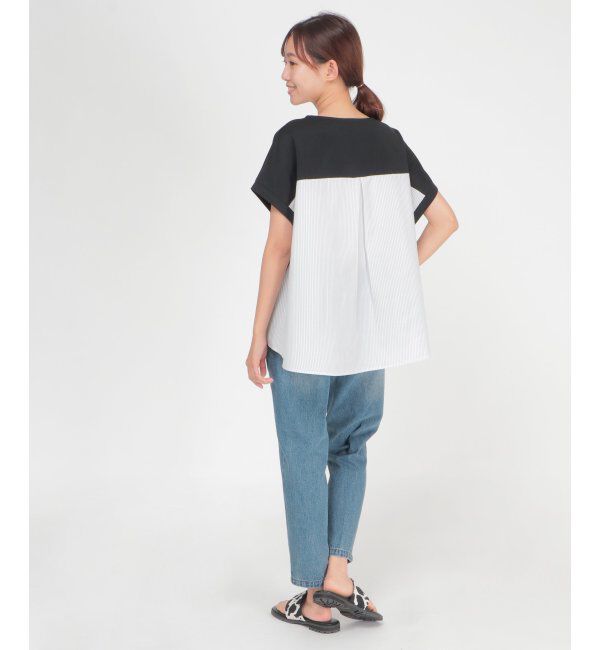 ikka「異素材切り替え裾ラウンドプルオーバー」|その他|