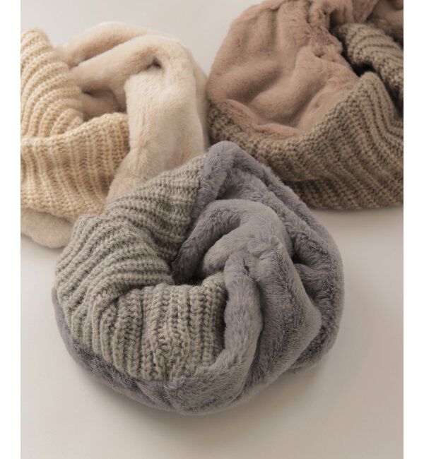 ikka「エコファーMIXスヌード」|マフラー|グレイ