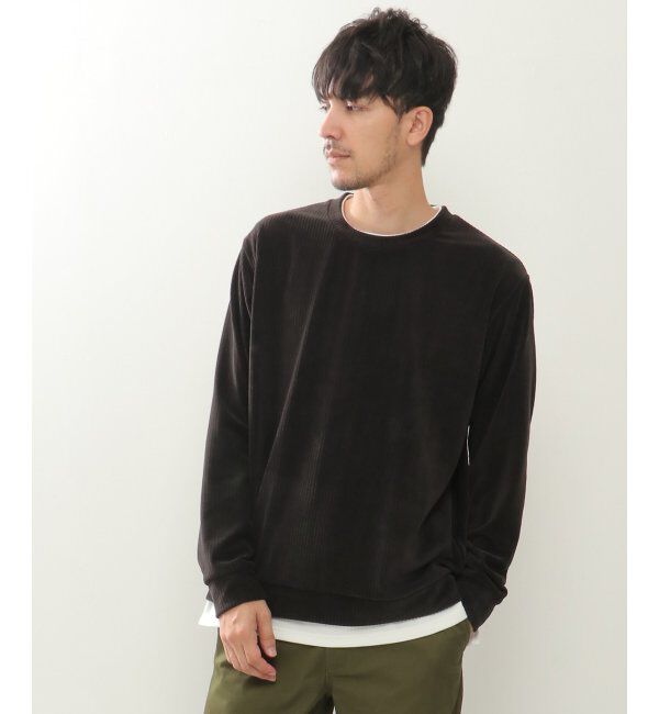 ikka「カットコールフェイクレイヤードプルオーバー」|パーカー|ブラック