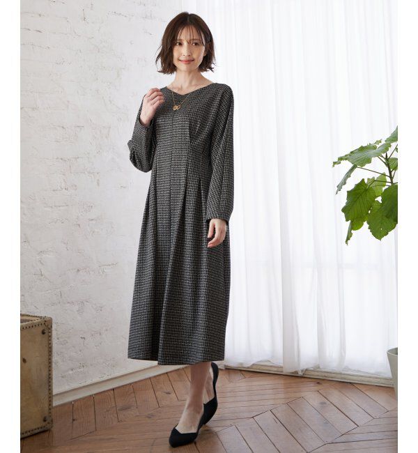 IKKA LOUNGE「カットジャガードワンピース」|ドレス|