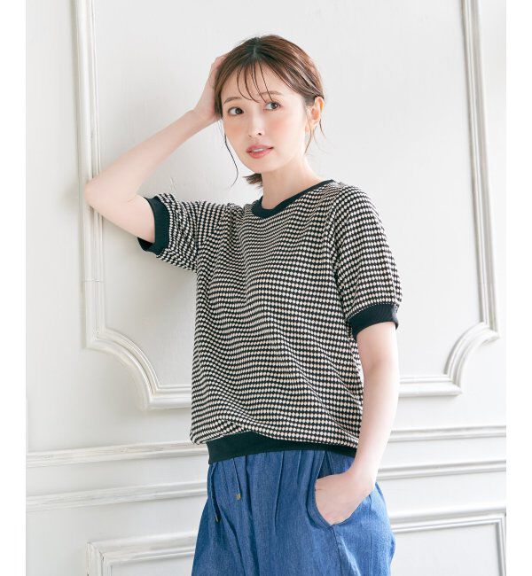 ikka「ハニカム柄ジャガードカットソー」|その他|