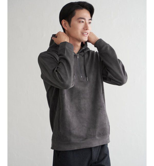 ikka「GOKU楽スエードハーフジップパーカ」|パーカー|