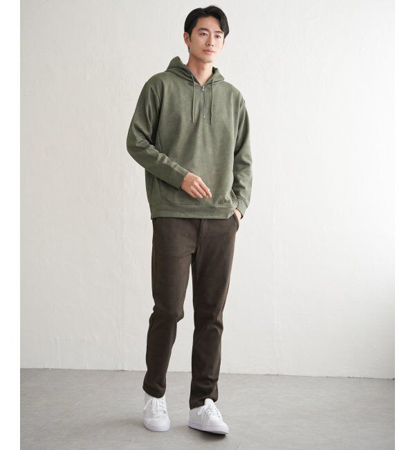 ikka「GOKU楽スエードハーフジップパーカ」|パーカー|