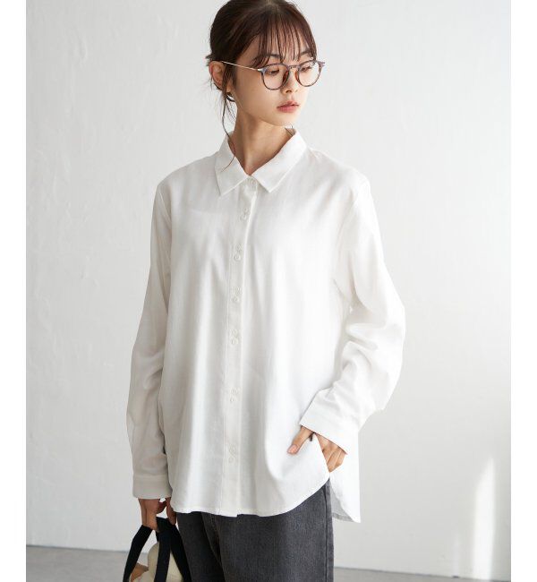 Lbc with Life「コットンRミニダブルボタンシャツ」|シャツ・ブラウス|ホワイト