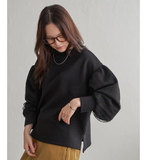 Lbc with Life「ポンチ袖チュールレイヤープルオーバー」|その他|ブラック