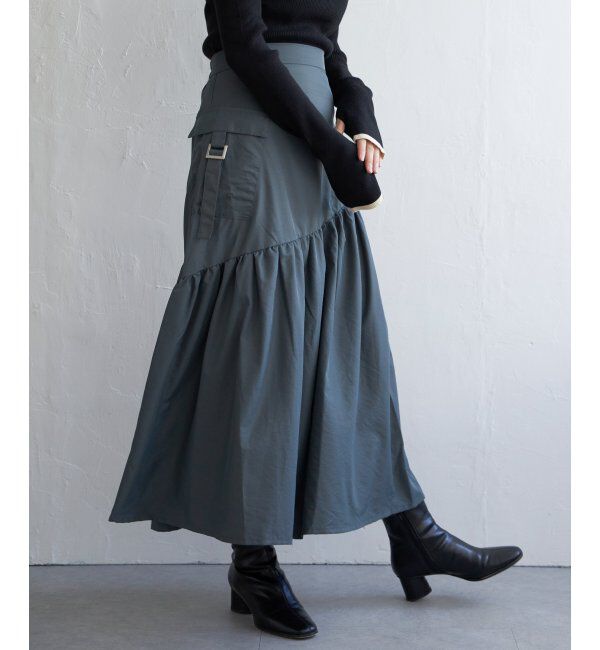 VENCE share style「ナイロンティアードミリタリースカート」|スカート|チャコール