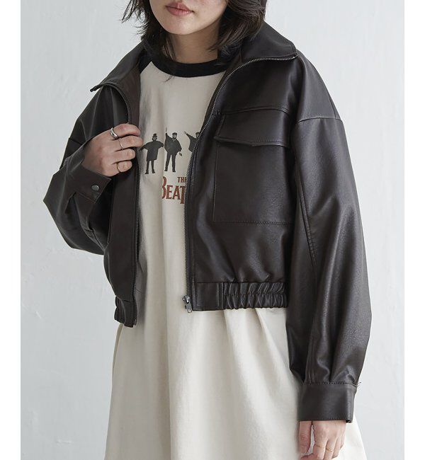 VENCE share style「合皮ショートジャケット」|ブルゾン・スタジャン|