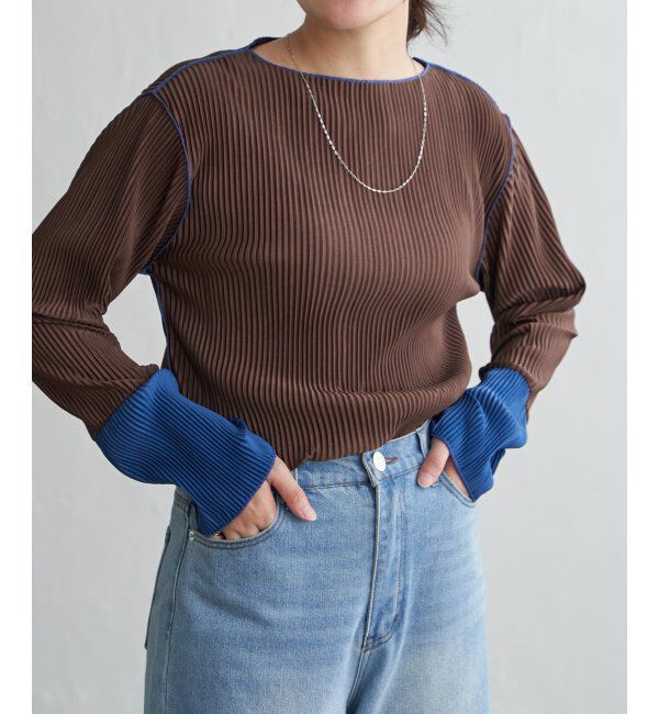 VENCE share style「プリーツ加工配色袖トップス」|その他|