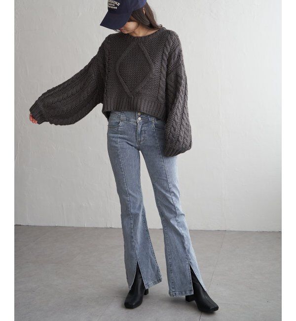 VENCE share style「ロービングケーブルショートプルオーバー」|ニット・セーター|