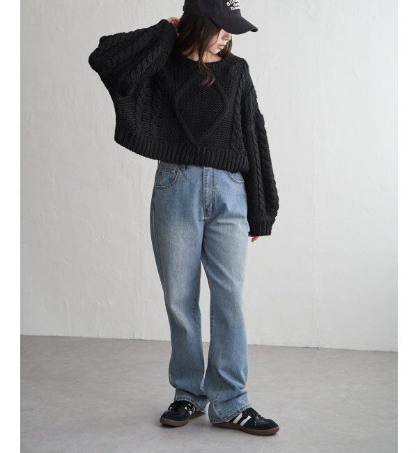 VENCE share style「ロービングケーブルショートプルオーバー」|ニット・セーター|