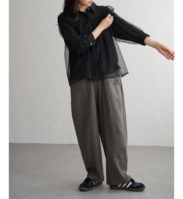 VENCE share style「ピーチワッシャーバレルパンツ」|デニム|