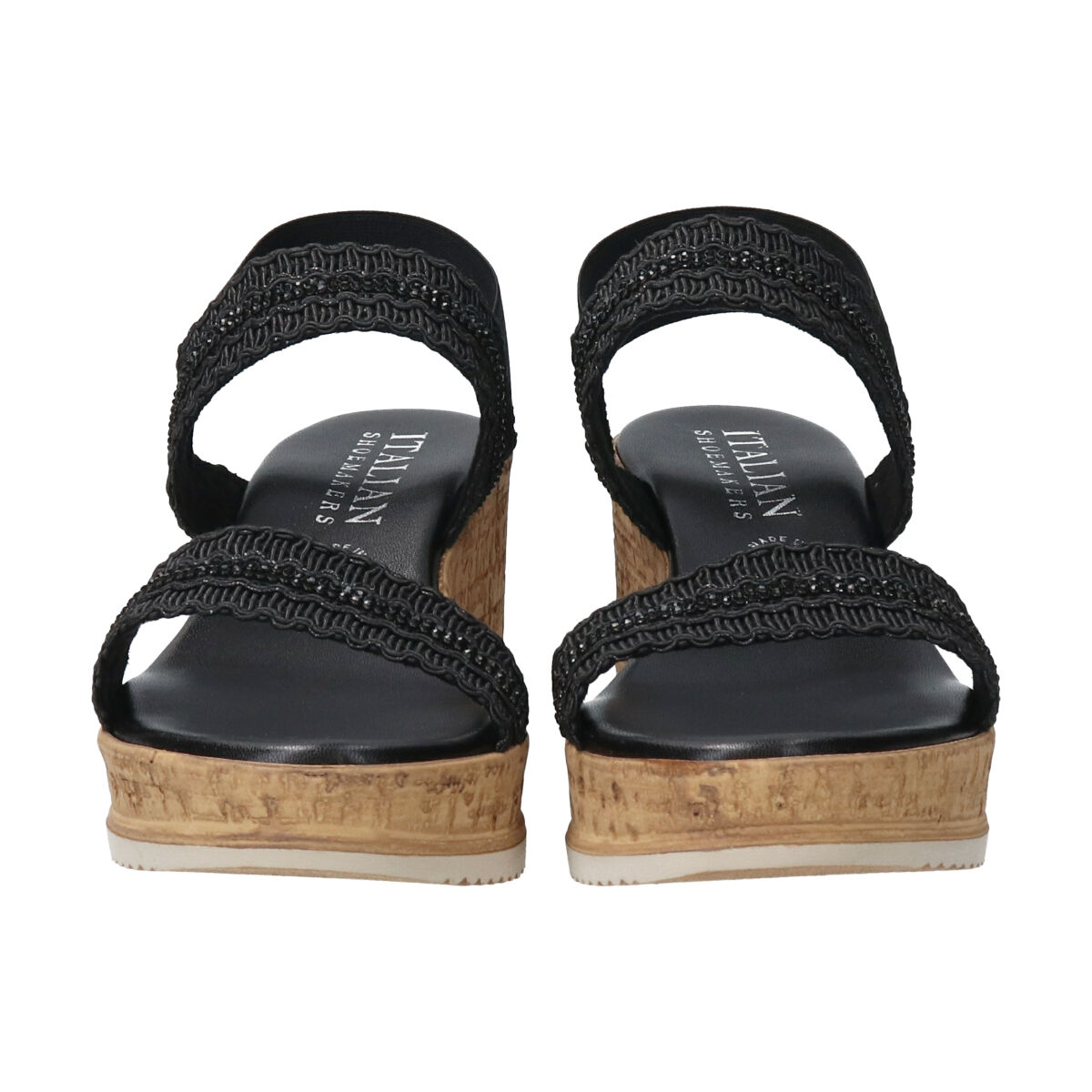 IMPORT SELECT「【ITALIAN SHOEMAKERS】ラインストーンリボン厚底サンダル」|サンダル|