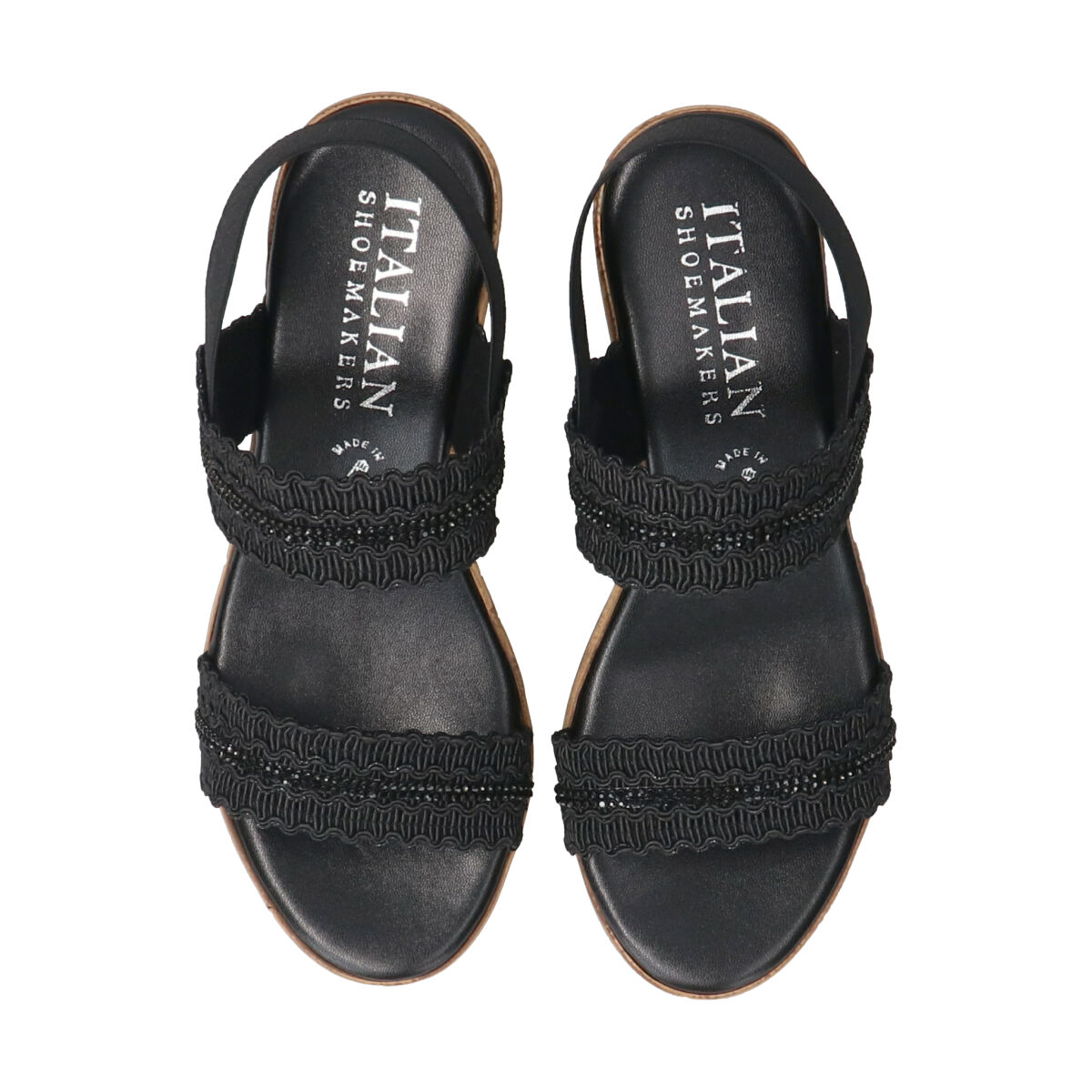 IMPORT SELECT「【ITALIAN SHOEMAKERS】ラインストーンリボン厚底サンダル」|サンダル|