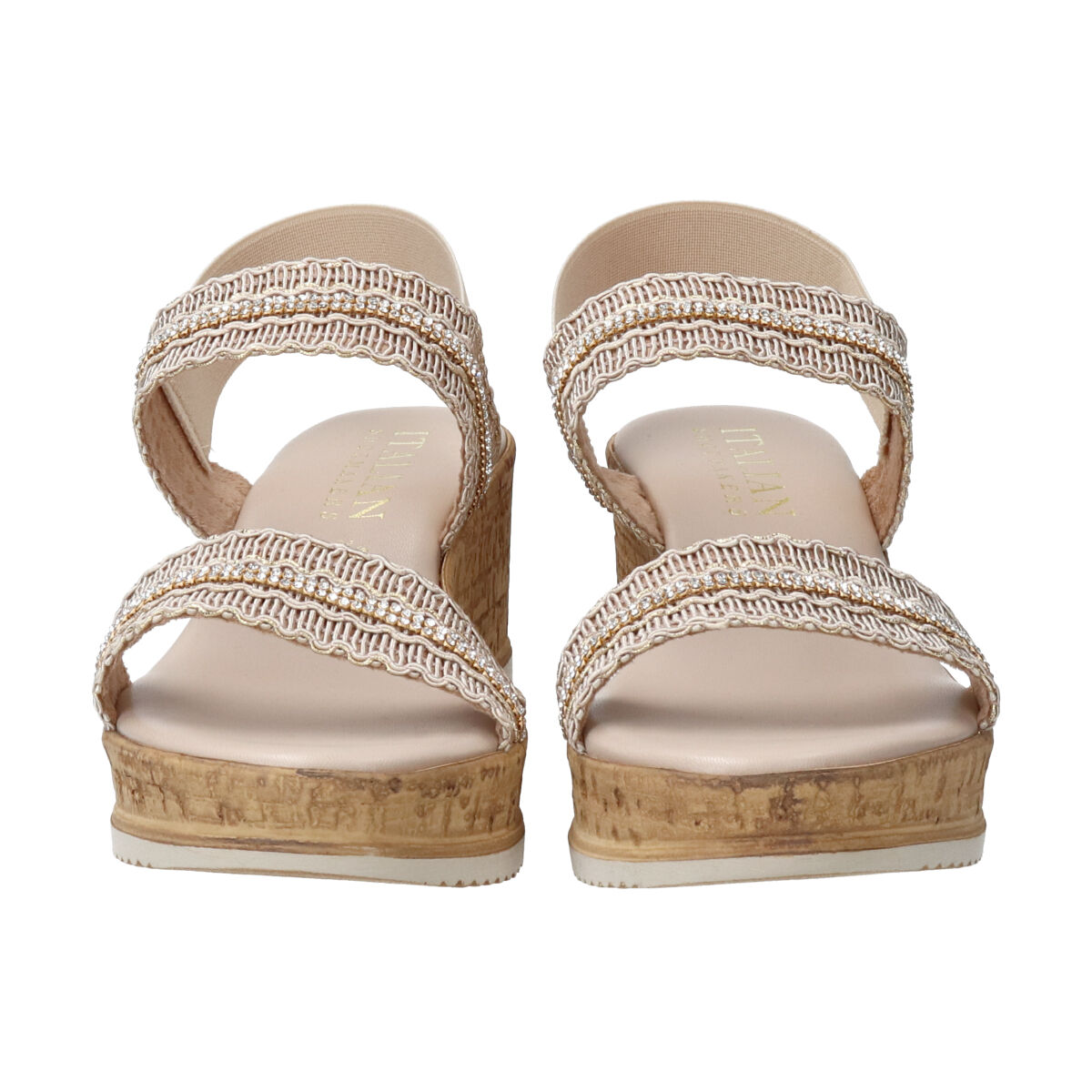 IMPORT SELECT「【ITALIAN SHOEMAKERS】ラインストーンリボン厚底サンダル」|サンダル|