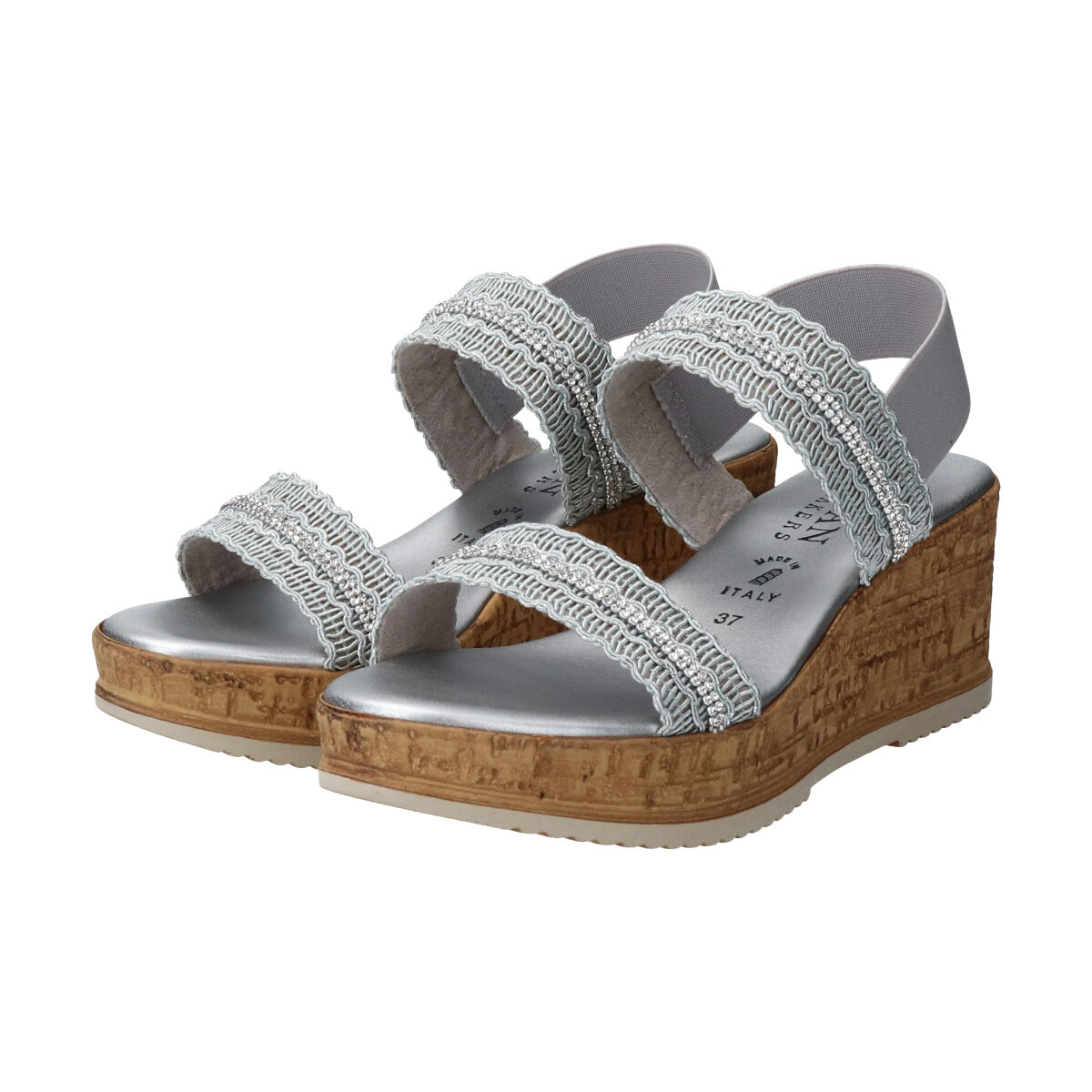 IMPORT SELECT「【ITALIAN SHOEMAKERS】ラインストーンリボン厚底サンダル」|サンダル|