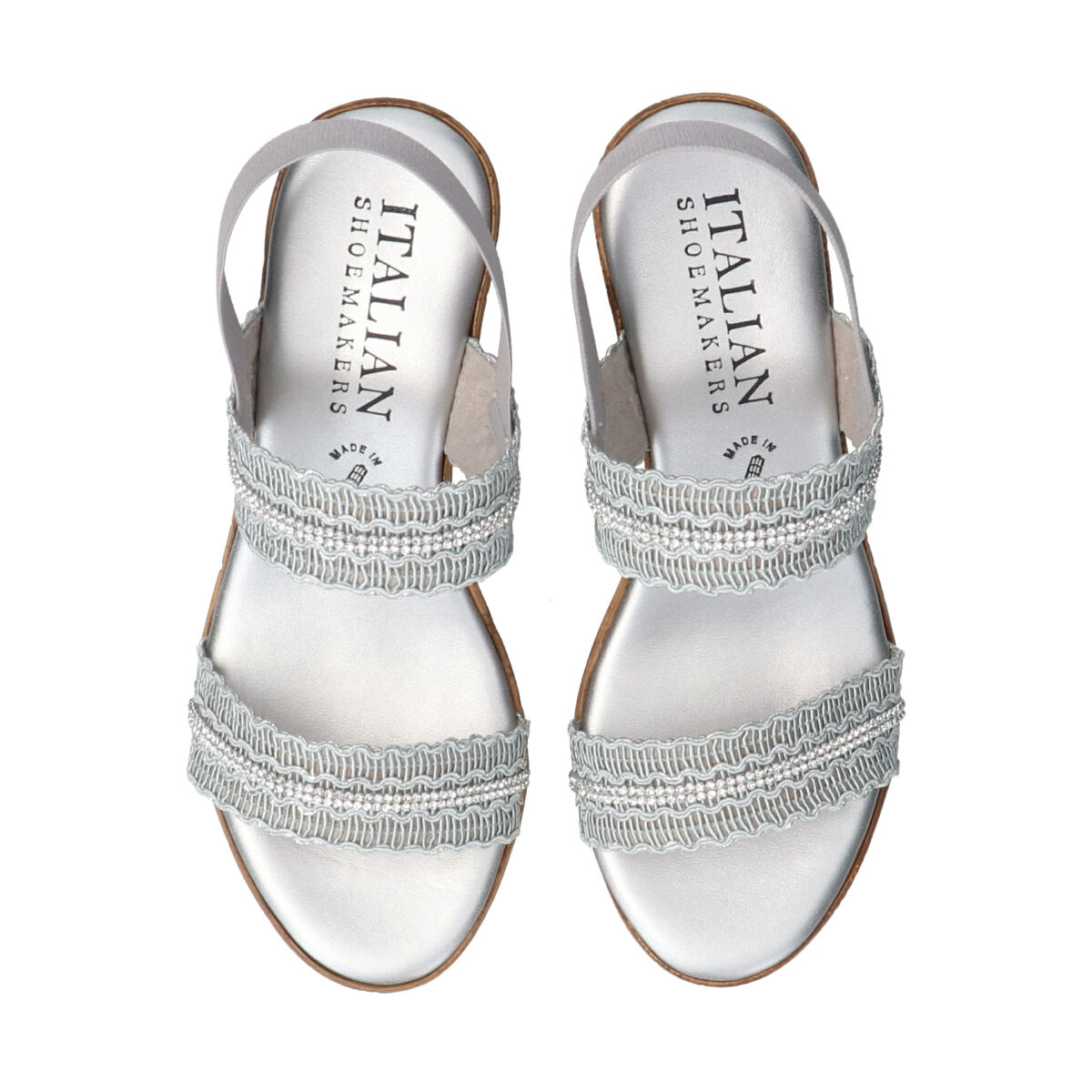 IMPORT SELECT「【ITALIAN SHOEMAKERS】ラインストーンリボン厚底サンダル」|サンダル|