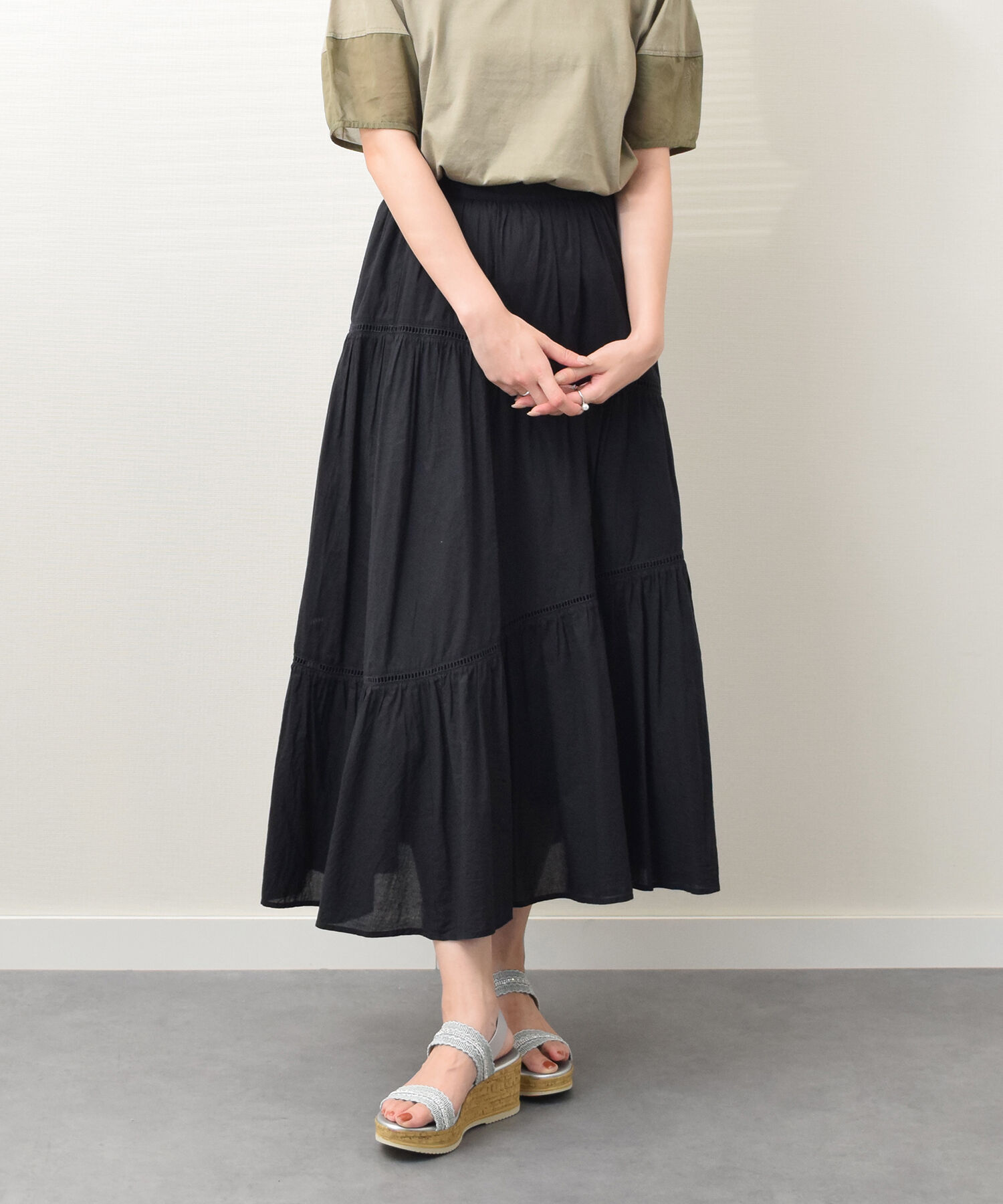 IMPORT SELECT「【ITALIAN SHOEMAKERS】ラインストーンリボン厚底サンダル」|サンダル|