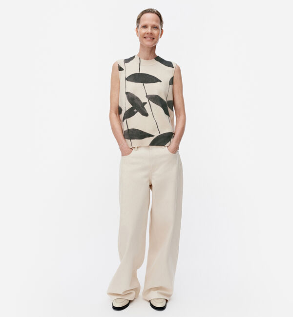 Marimekko「Viivat Paju ニットベスト」|ニット・セーター|ｵﾌﾎﾜｲﾄ&times;ﾌﾞﾗｯｸ