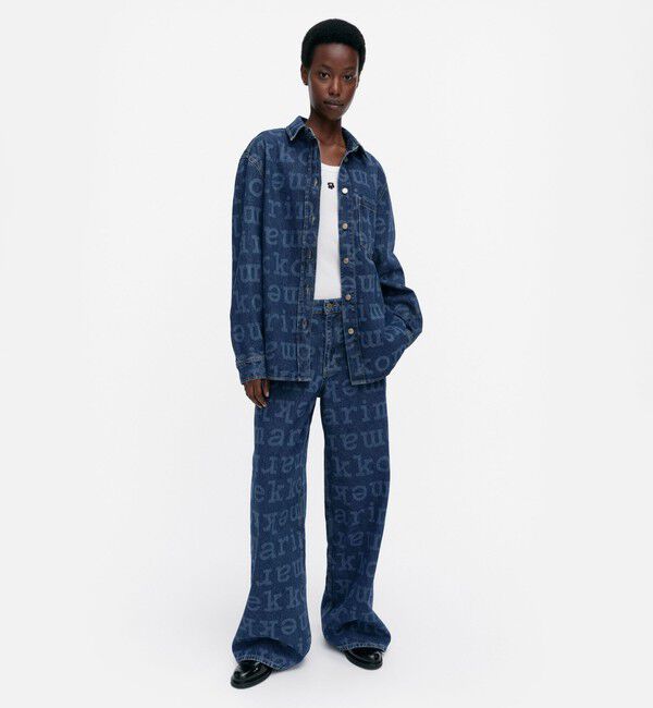 Marimekko「Maridenim Vaihe Logo シャツ」|シャツ・ブラウス|ミッドインディゴ