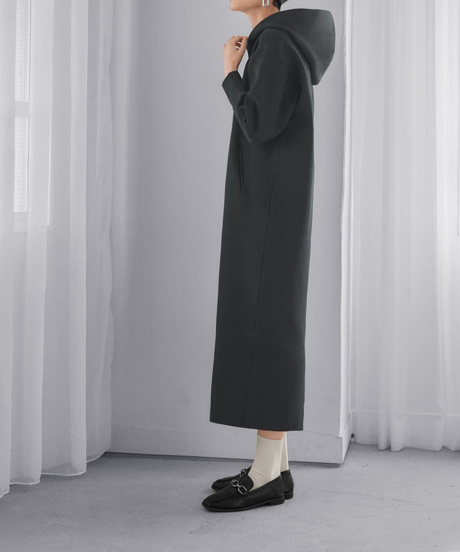  「ニットパーカーワンピースC」|ワンピース|