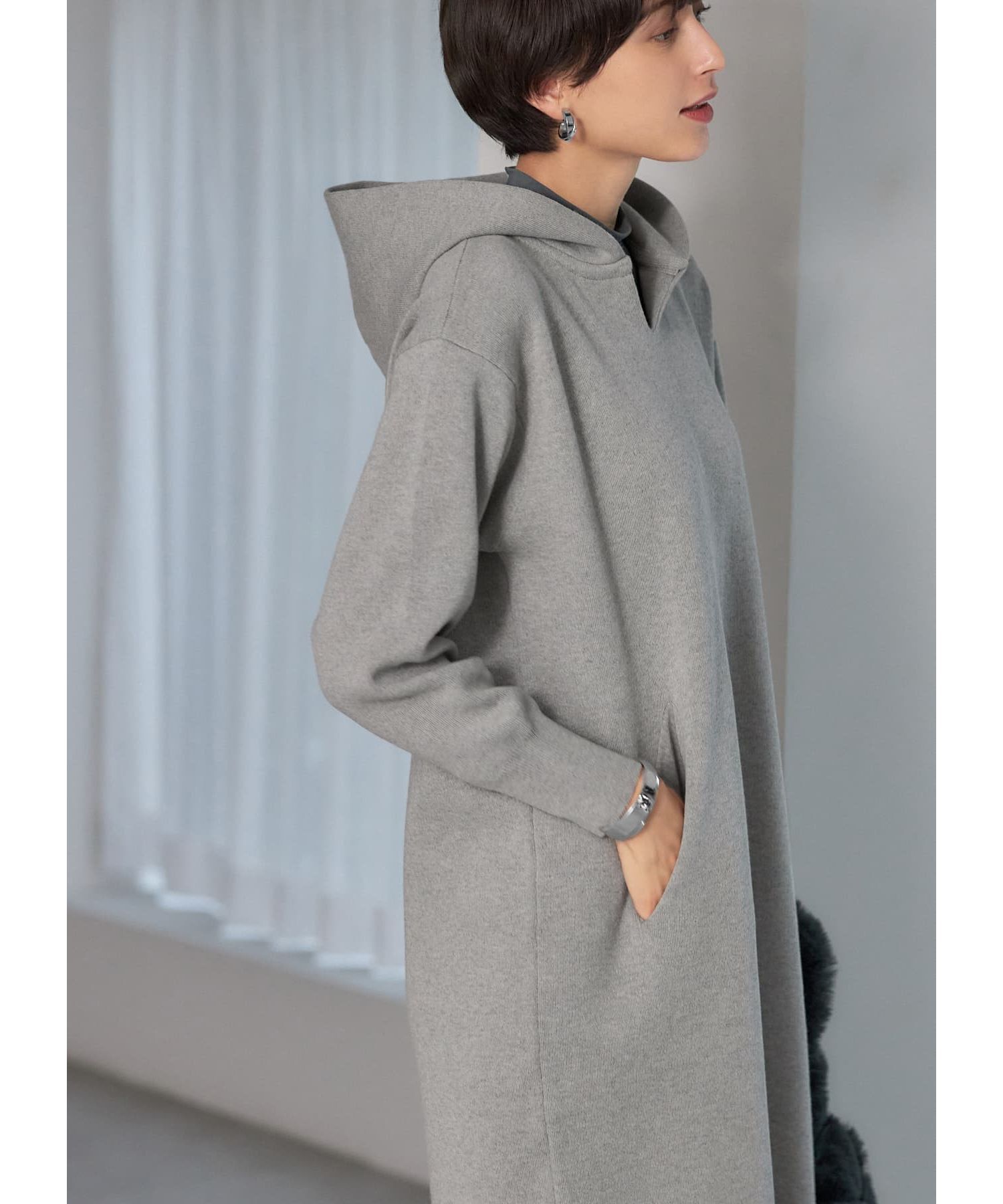  「ニットパーカーワンピースC」|ワンピース|