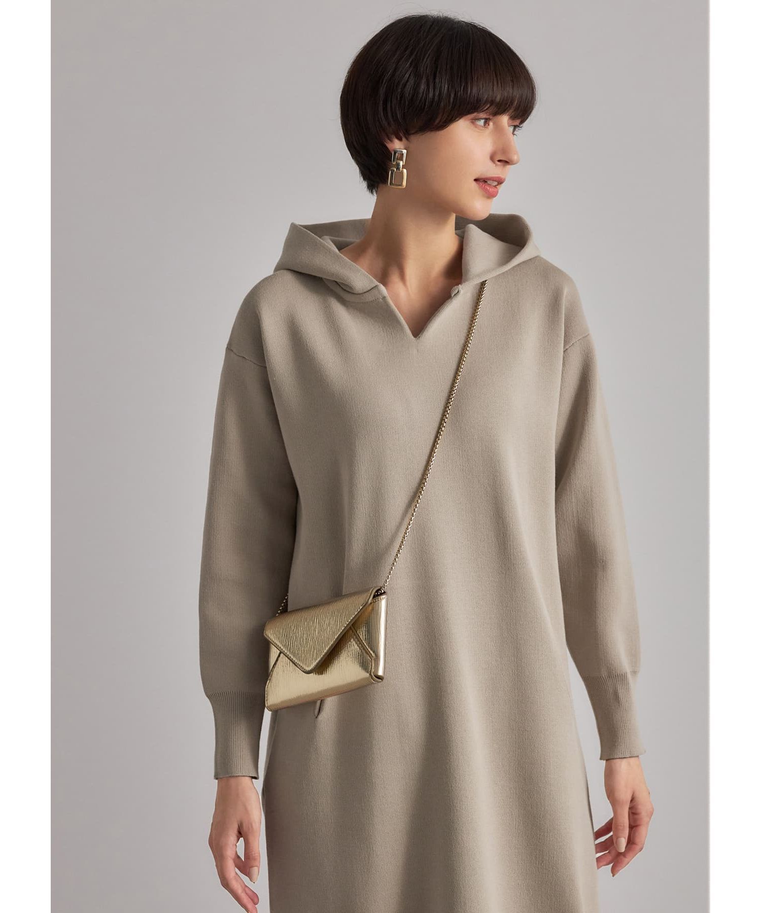  「ニットパーカーワンピースC」|ワンピース|