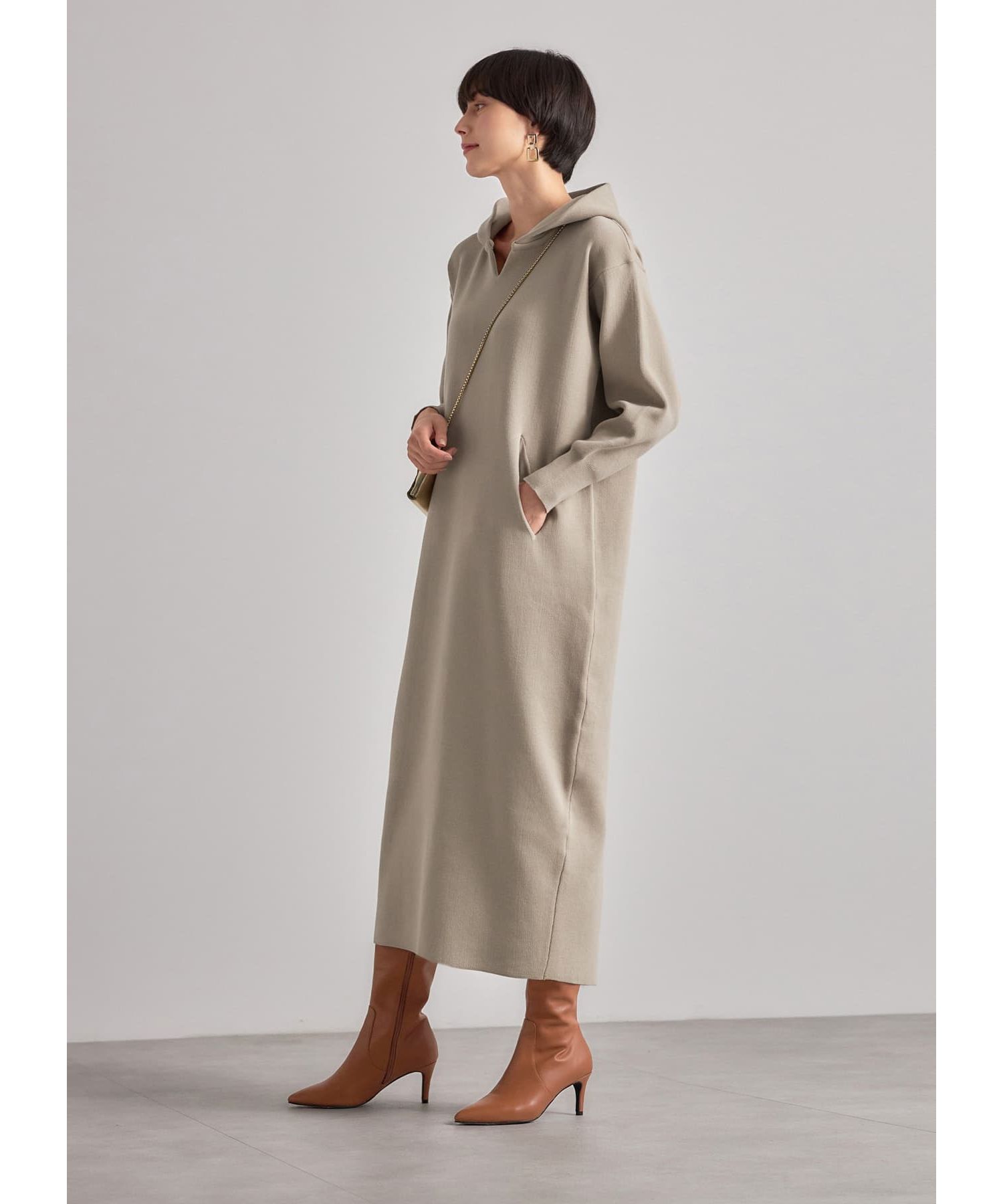  「ニットパーカーワンピースC」|ワンピース|