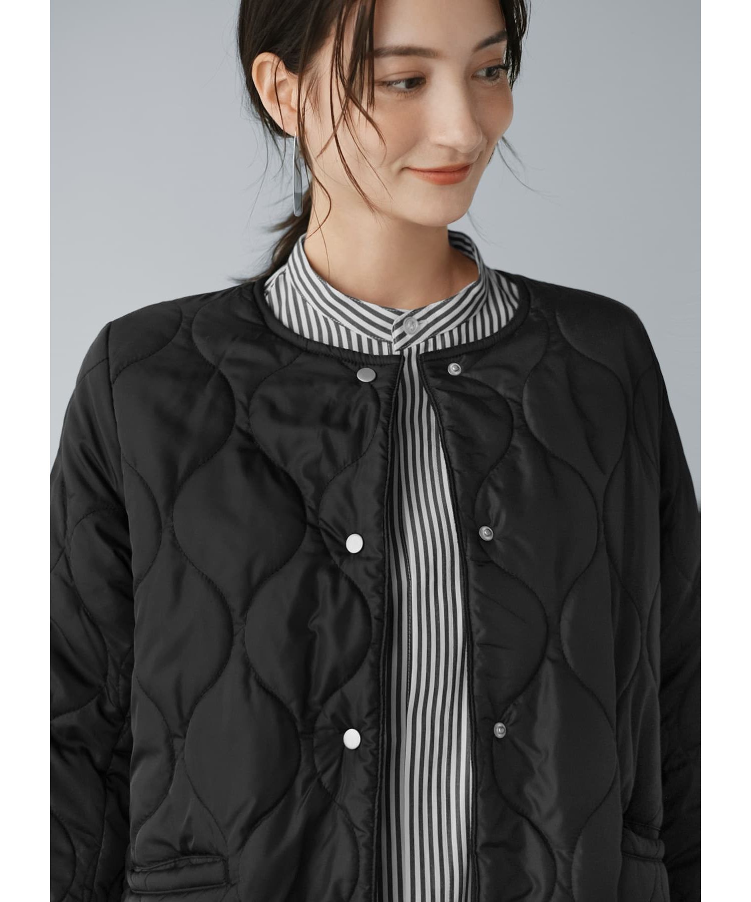 STYLE DELI「リバーシブルキルティングコート」|ノーカラーコート|