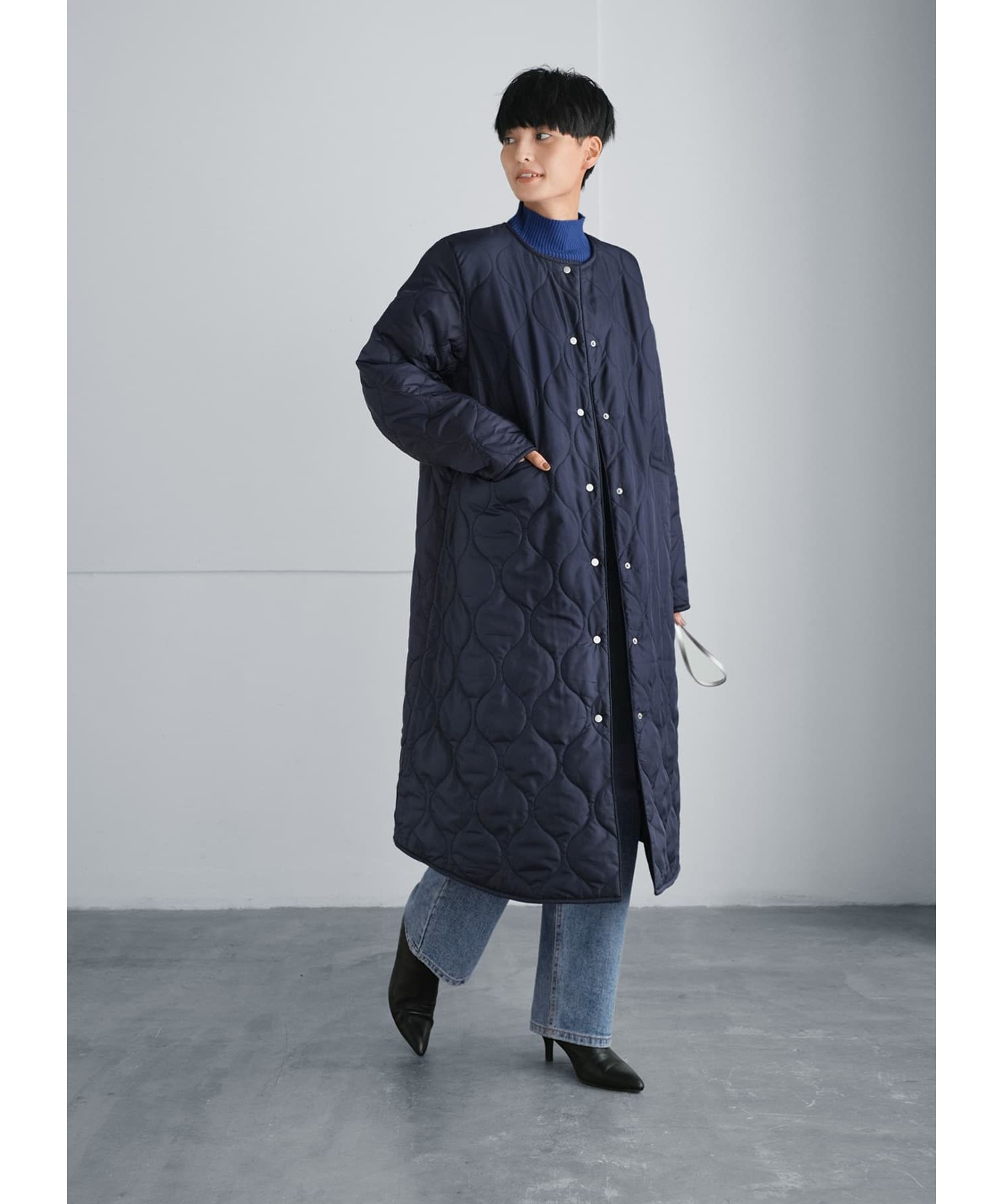 STYLE DELI「リバーシブルキルティングコート」|ノーカラーコート|