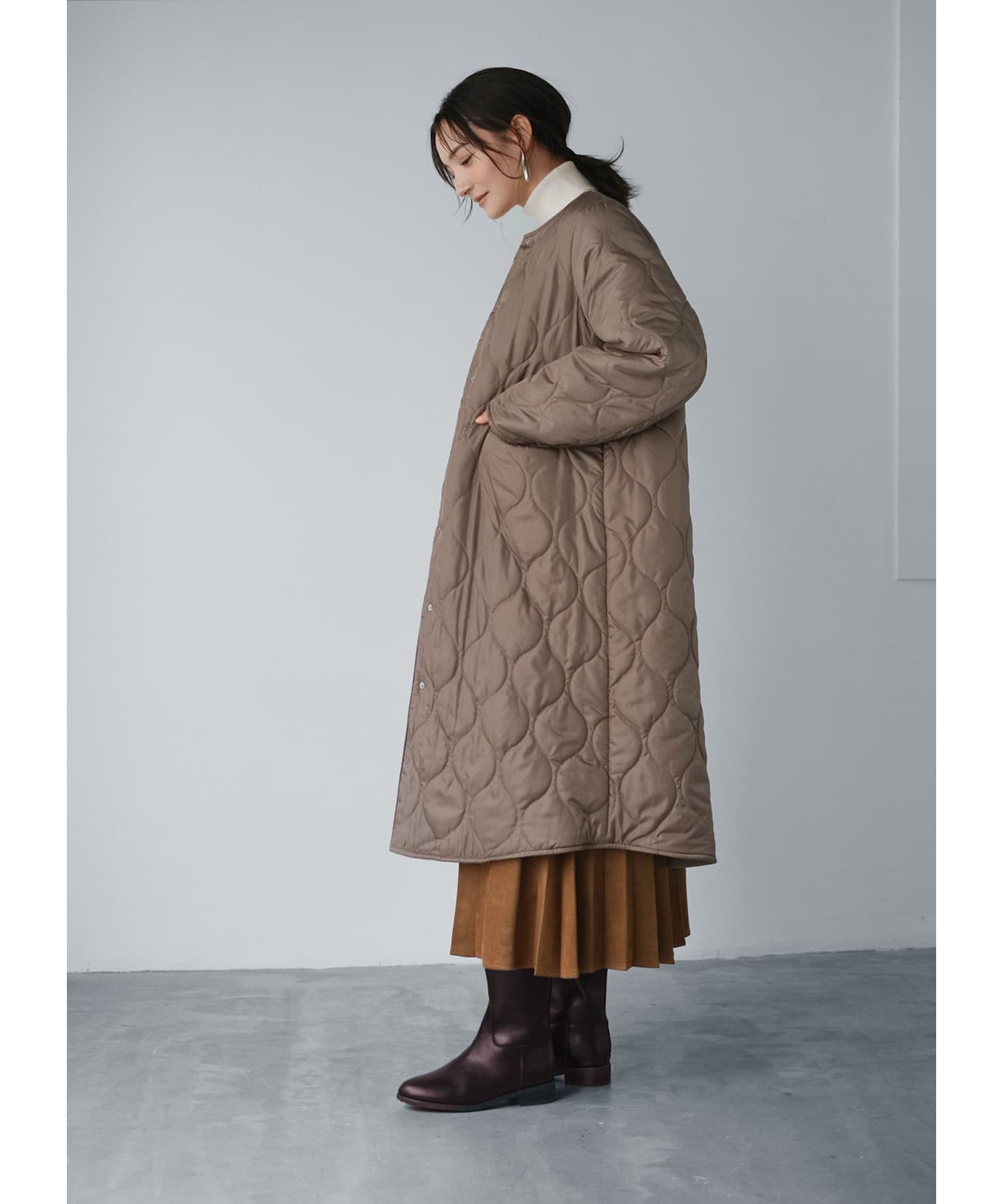 STYLE DELI「リバーシブルキルティングコート」|ノーカラーコート|