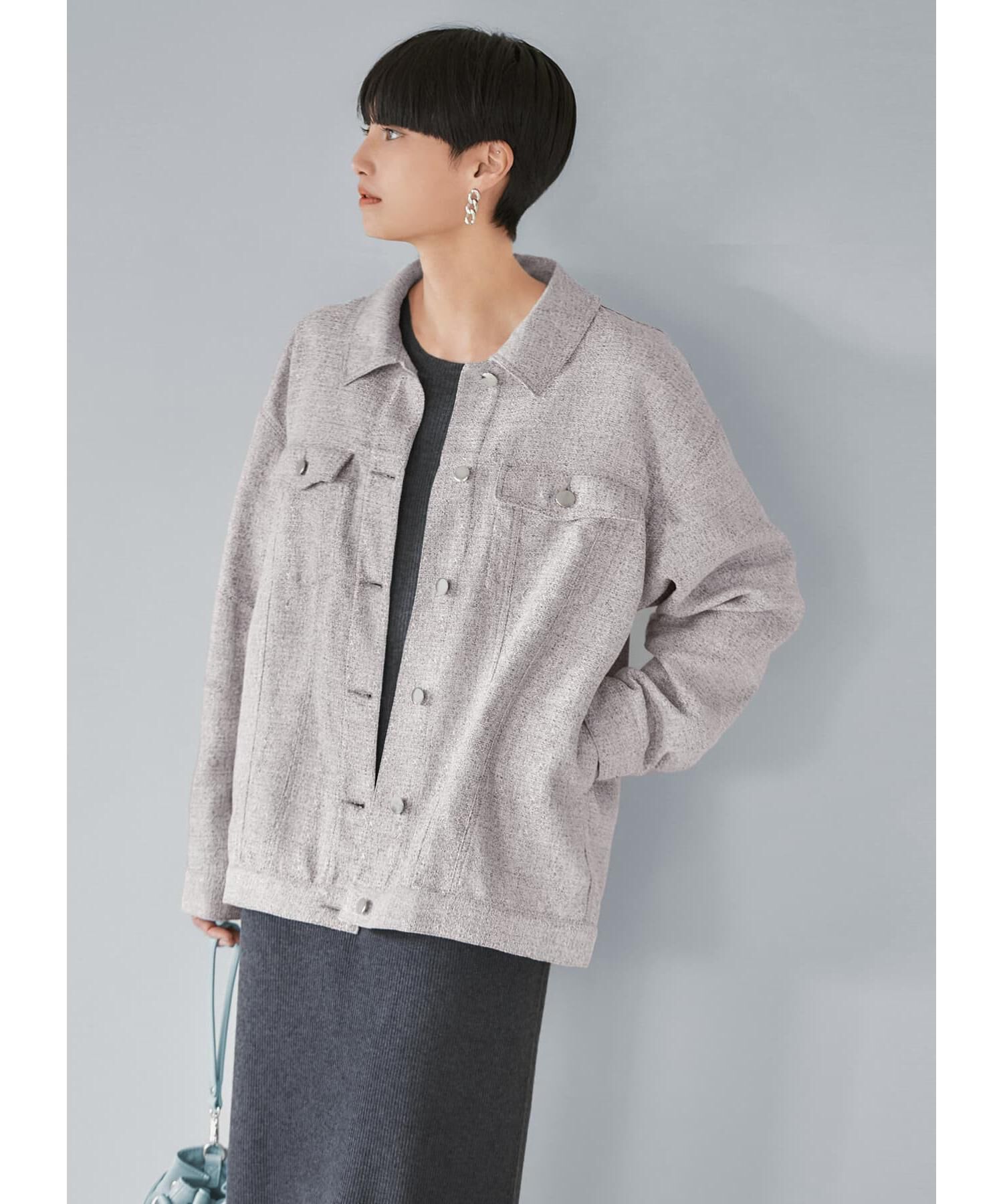 STYLE DELI「【LUXE】ライトツイードGジャン型ジャケット」|その他|グレーミックス