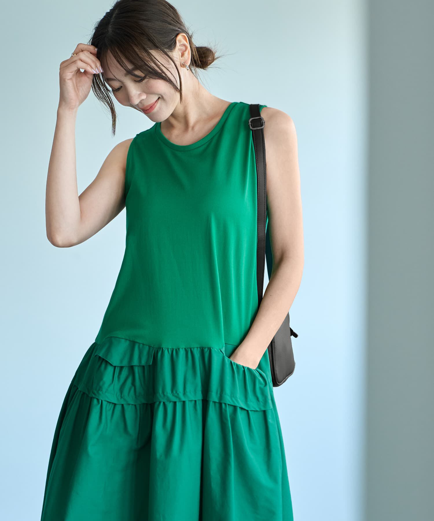 STYLE DELI「【Made in JAPAN】生地コンビボリュームスカートワンピース」|ワンピース|