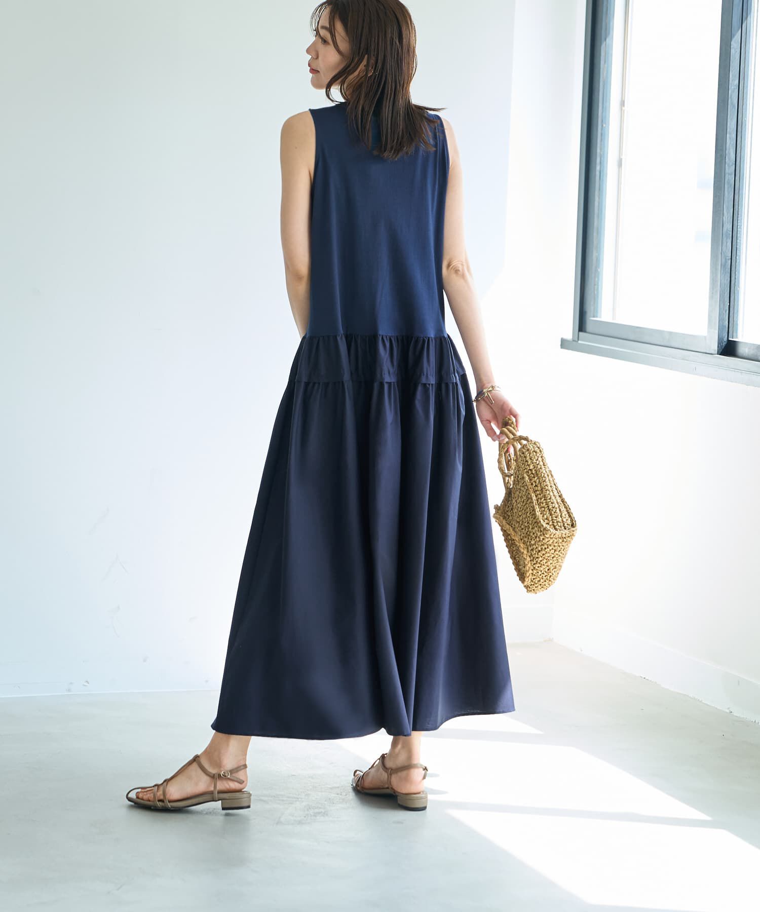 STYLE DELI「【Made in JAPAN】生地コンビボリュームスカートワンピース」|ワンピース|