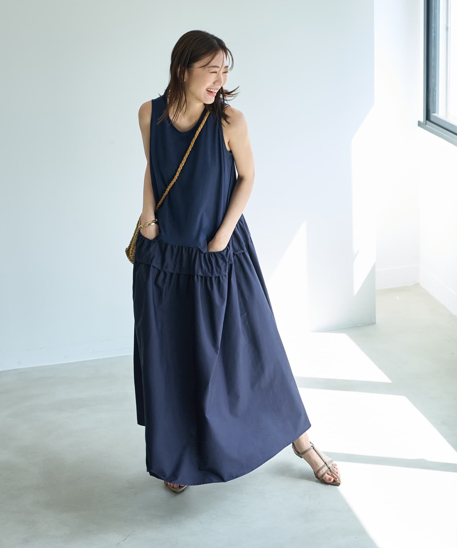 STYLE DELI「【Made in JAPAN】生地コンビボリュームスカートワンピース」|ワンピース|