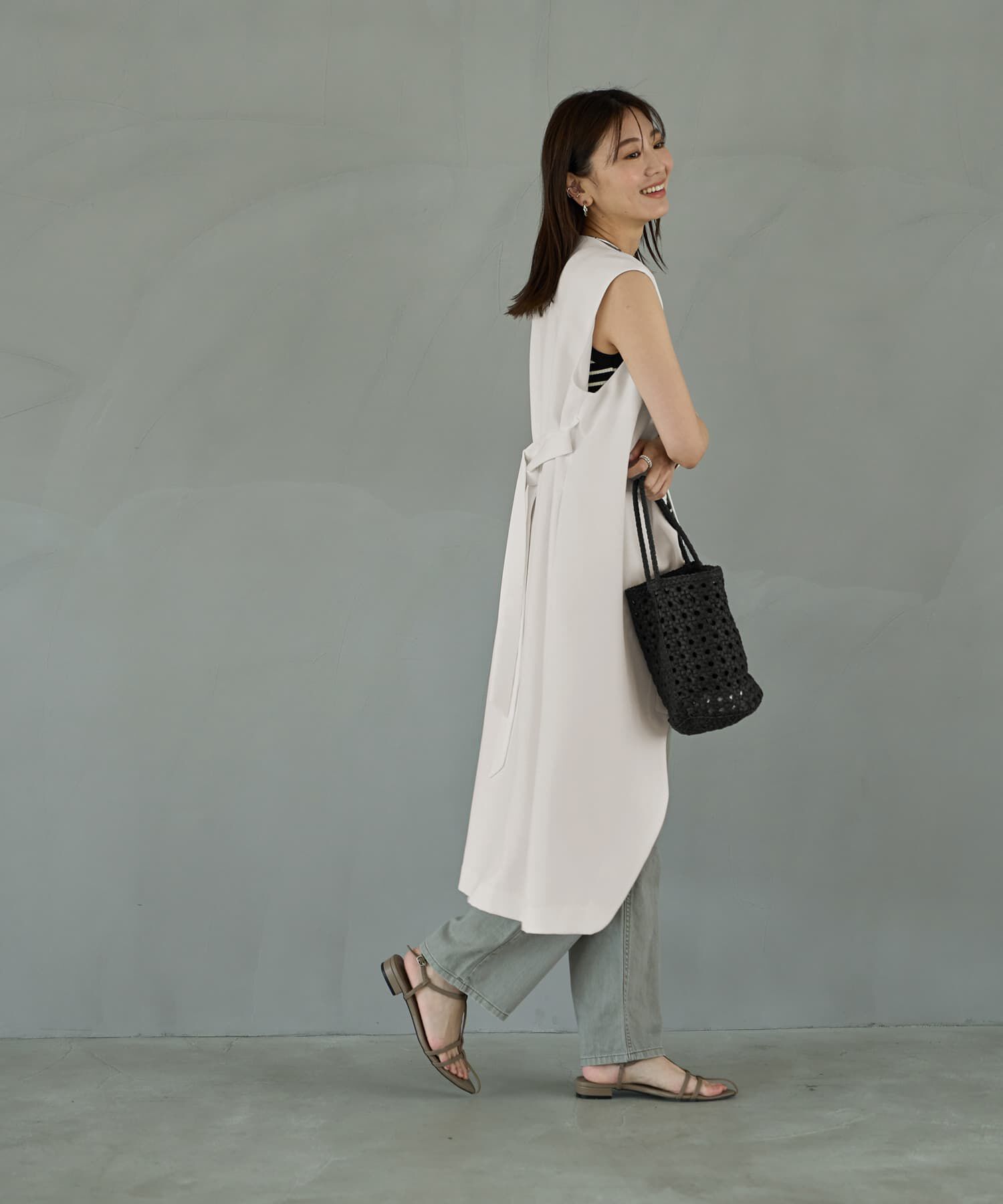 STYLE DELI「【LUXE】フロントカーブロングジレ」|ベスト・ジレ|