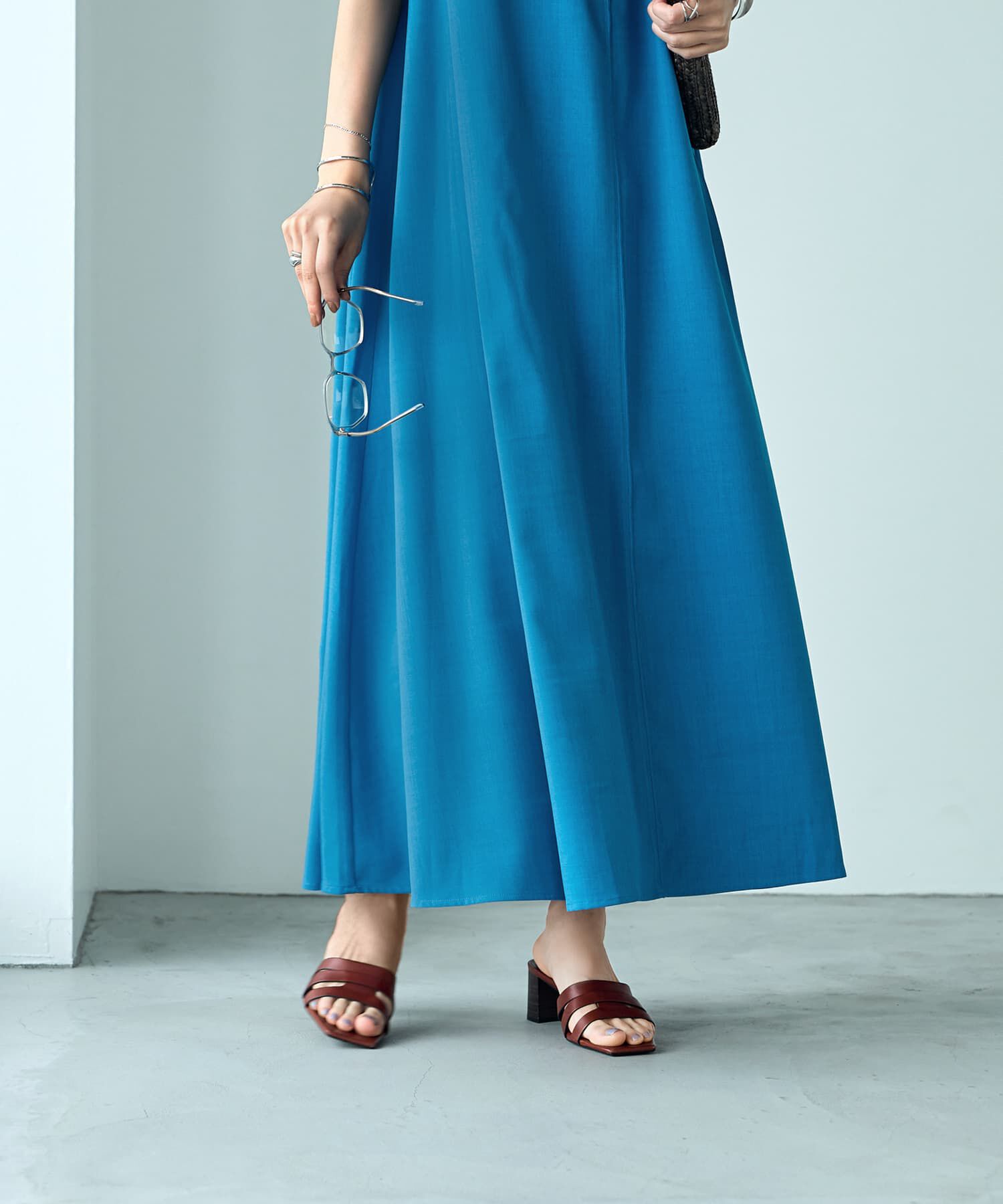 STYLE DELI「【Psize】マキシ丈タックフレアワンピース」|ワンピース|