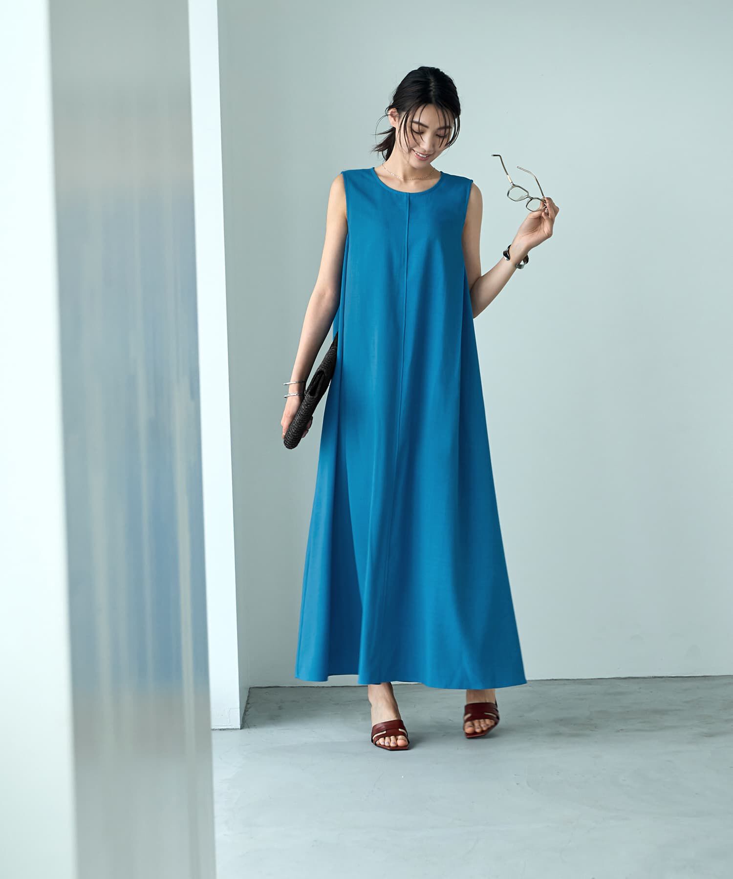 STYLE DELI「【Psize】マキシ丈タックフレアワンピース」|ワンピース|