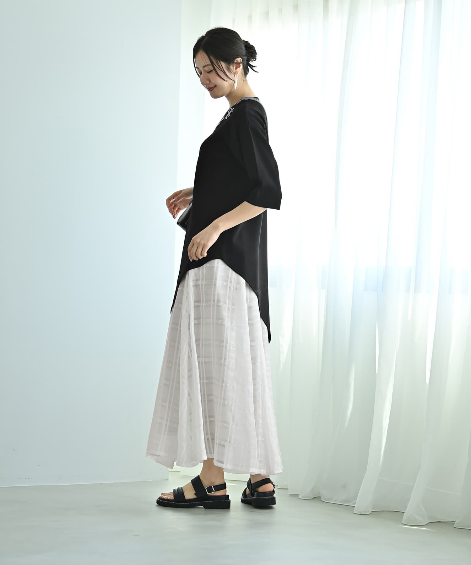 STYLE DELI「【Kana Oyama&times;BLK001】アシメトップス／DELI size」|Tシャツ・カットソー|