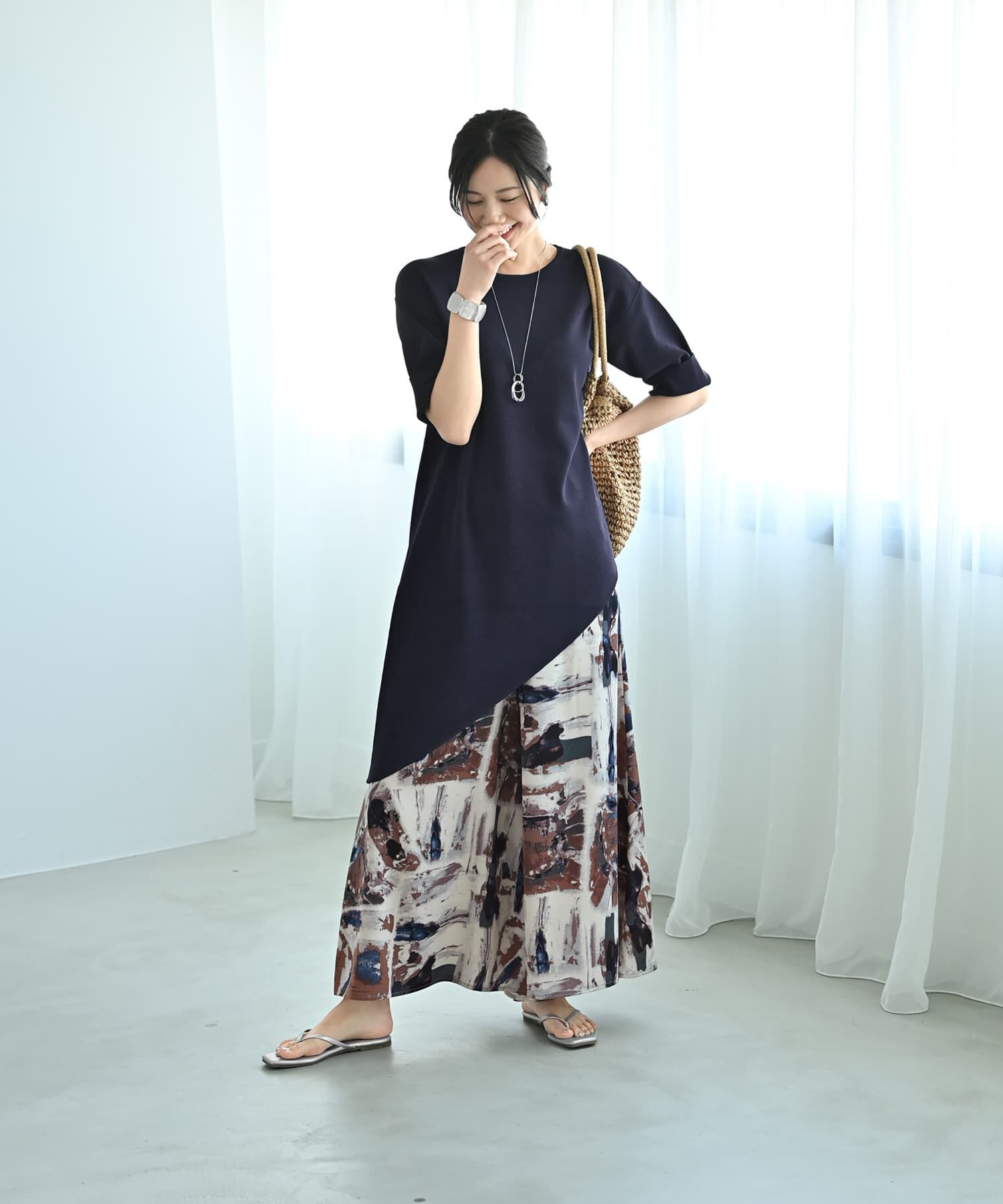 STYLE DELI「【Kana Oyama&times;BLK001】アシメトップス／DELI size」|Tシャツ・カットソー|