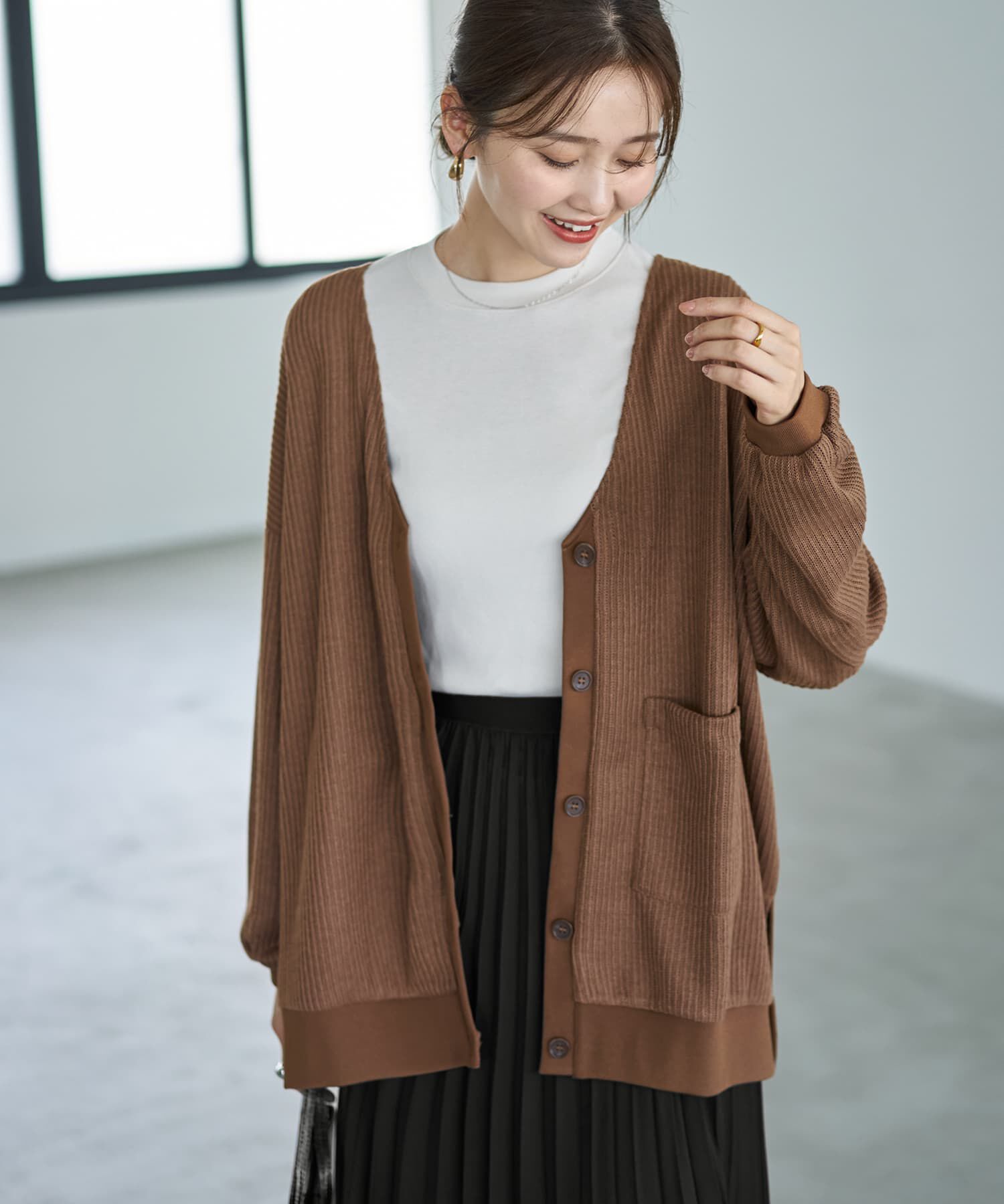 STYLE DELI「リラックスニットソーカーディガン」|カーディガン|