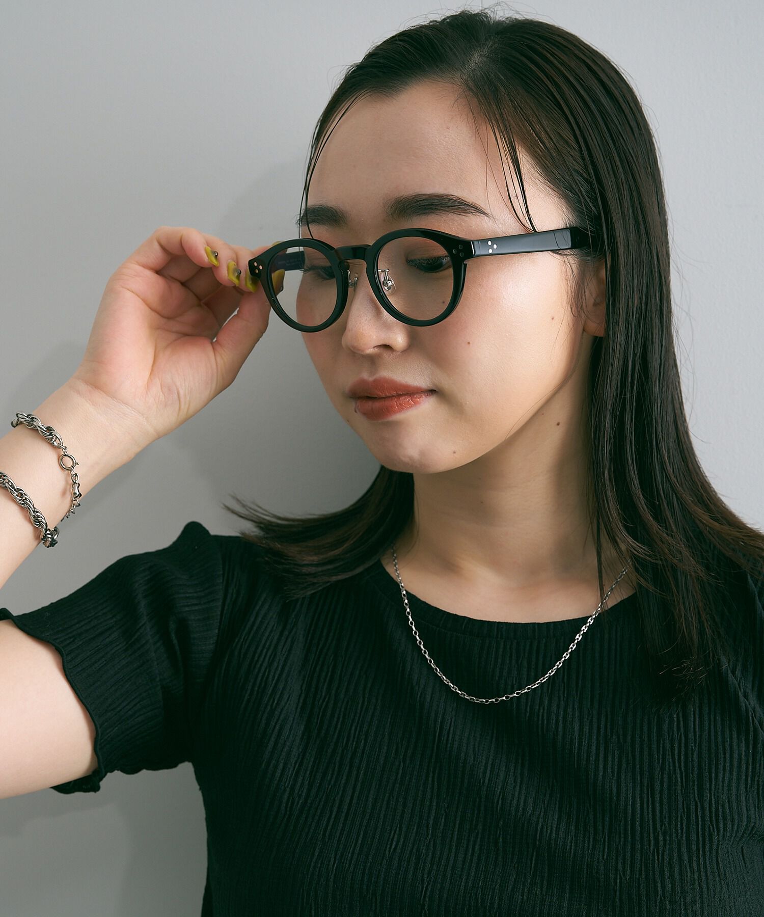  「【WEB限定】ボストン型 クリアレンズサングラス｜黒縁フレーム｜紫外線対策｜Zoff UV (UV100%カット)」|サングラス|