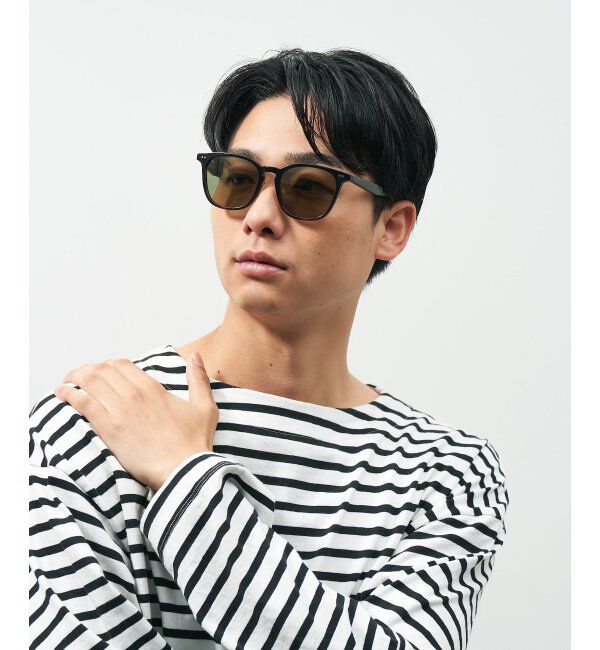  「ウェリントン型 サングラス 黒縁 大きめ カラーレンズ 紫外線対策 UVカット 」|サングラス|