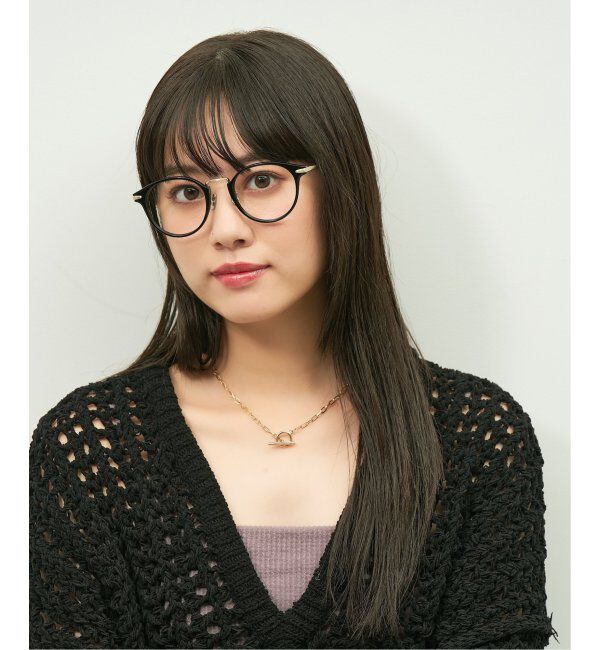  「Zoff｜emiri ボストン型 メガネ |辺見えみり チタン 軽量 メタルフレーム レンズ交換券付」|サングラス|